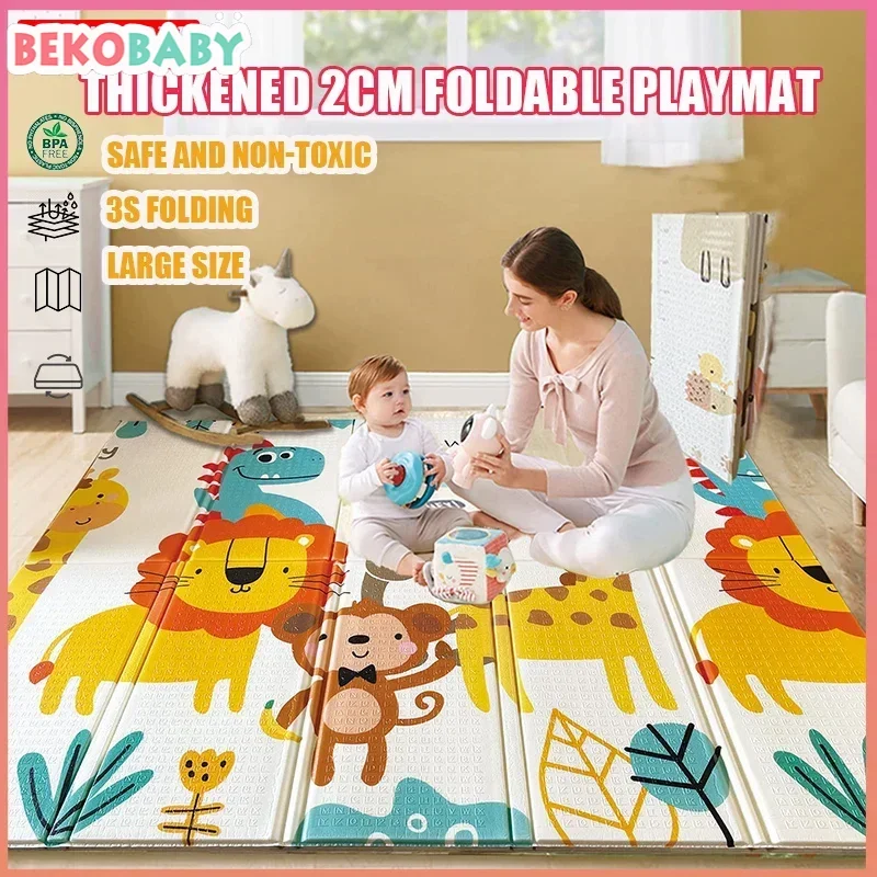 Waterproof Foam Padded Baby Play Mat Reversible - Foldable Safe/ Thick Baby Foam Play Mat Use as Baby Crawling Mat