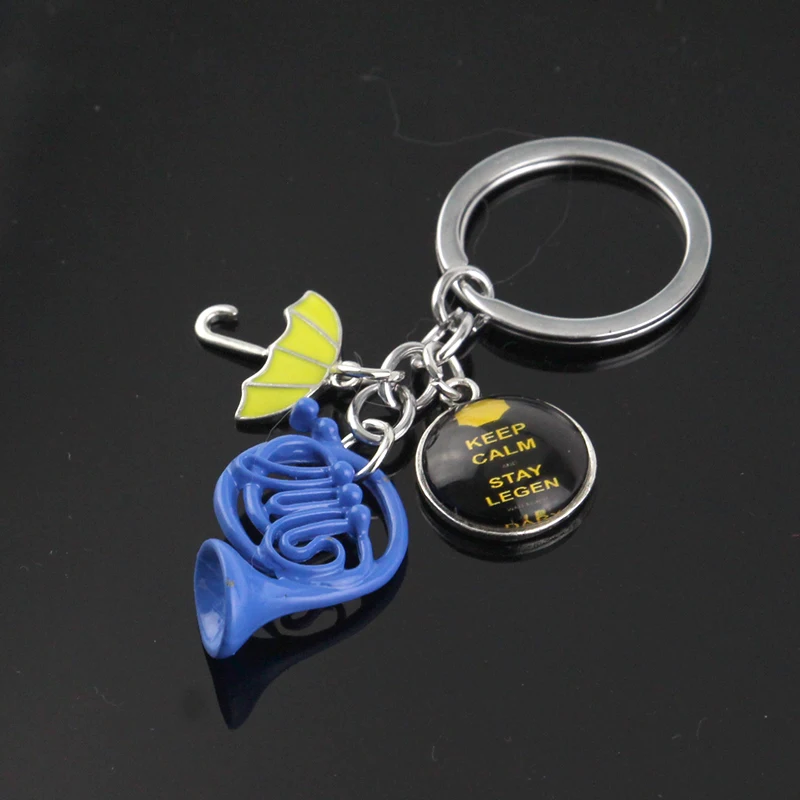 Movie Himym Keychain How I Met Your Mother Keyrings Yellow Umbrella Blue French Horn Pendant Keychain