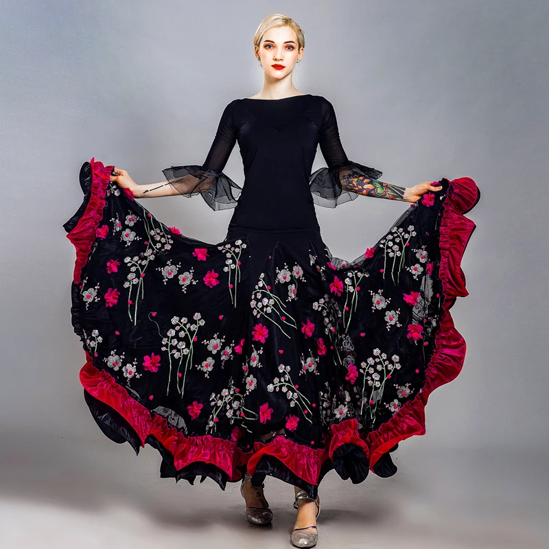 تنورة الرقص الحديثة قاعة الرقص المنافسة الملابس الوطنية القياسية ممارسة الملابس ملابس الرقص المربعة الجديدة