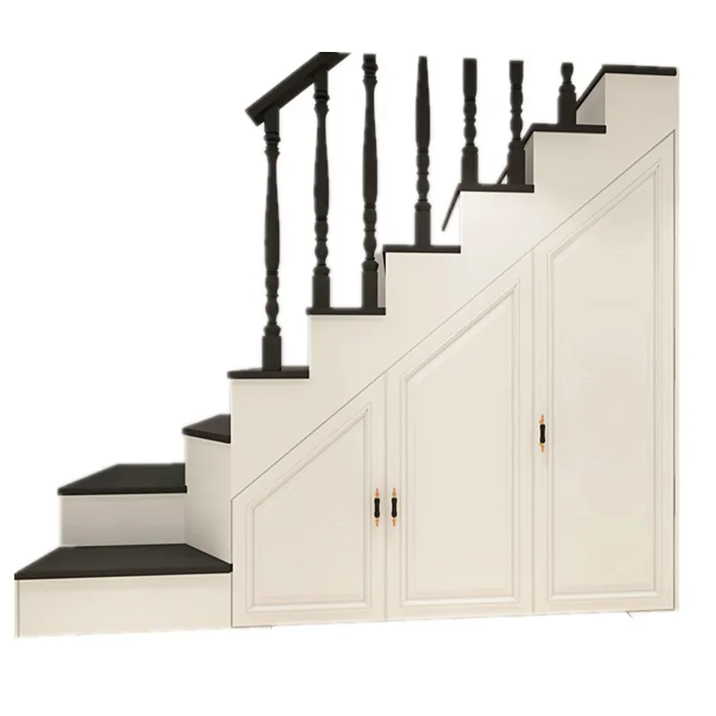 

Small apartment Customized overall stairs Bevel cabinet Customized straight ladder Solid wood handrail European furniture