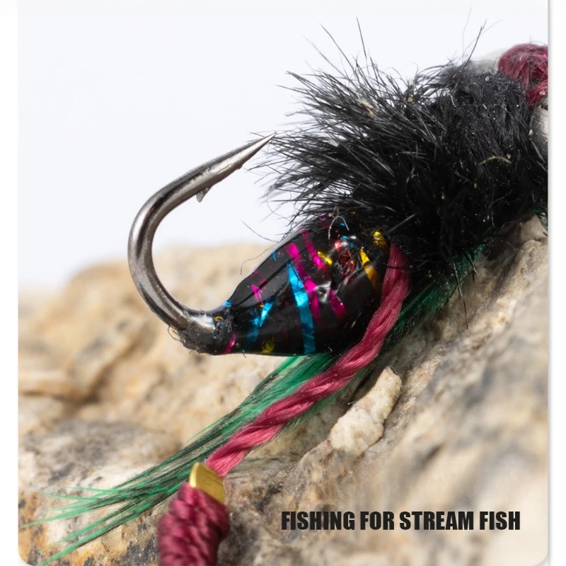 Pack of 5 Flies 12#14#16#18# Tackle Bionic Handmade Binding Fly Fishing Bait Spinner Swim Baits Hook Flies Fishing Lures Kit