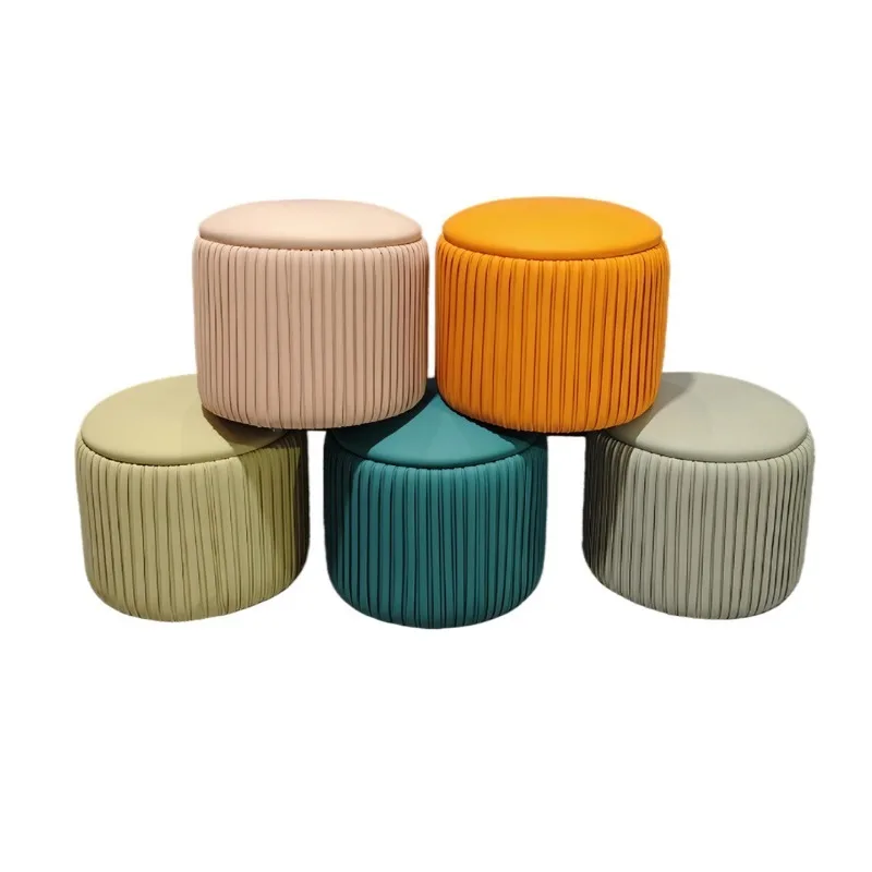 Living room cute small stool household coffee table low stool backrest cream wind shoe change stool chair