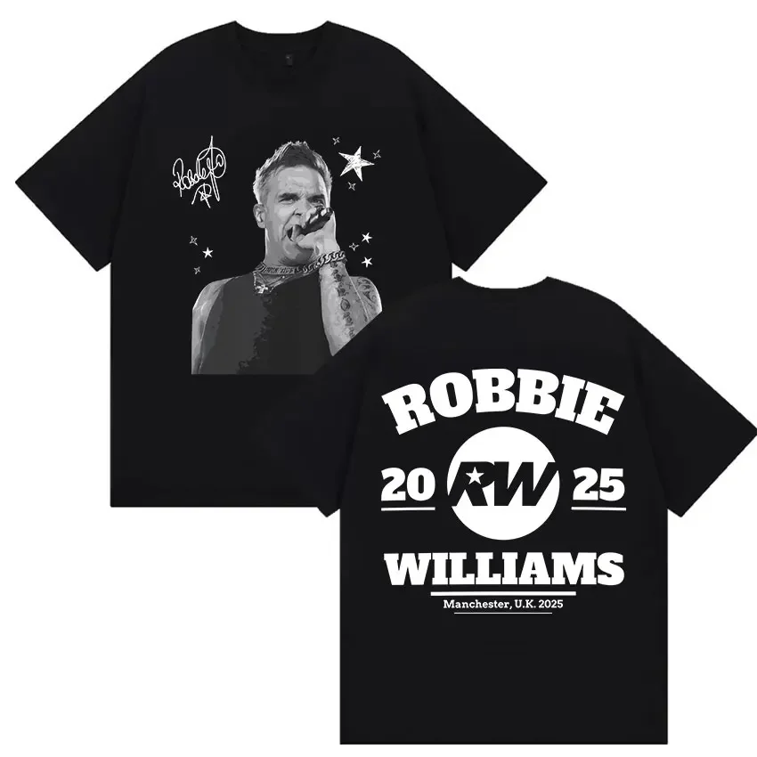 Robbie Williams Rw 2025 Tour Grafik T-Shirts Herren Hip Hop Rap Gothic Mode T-Shirt Vintage Übergroße T-Shirts Streetwear