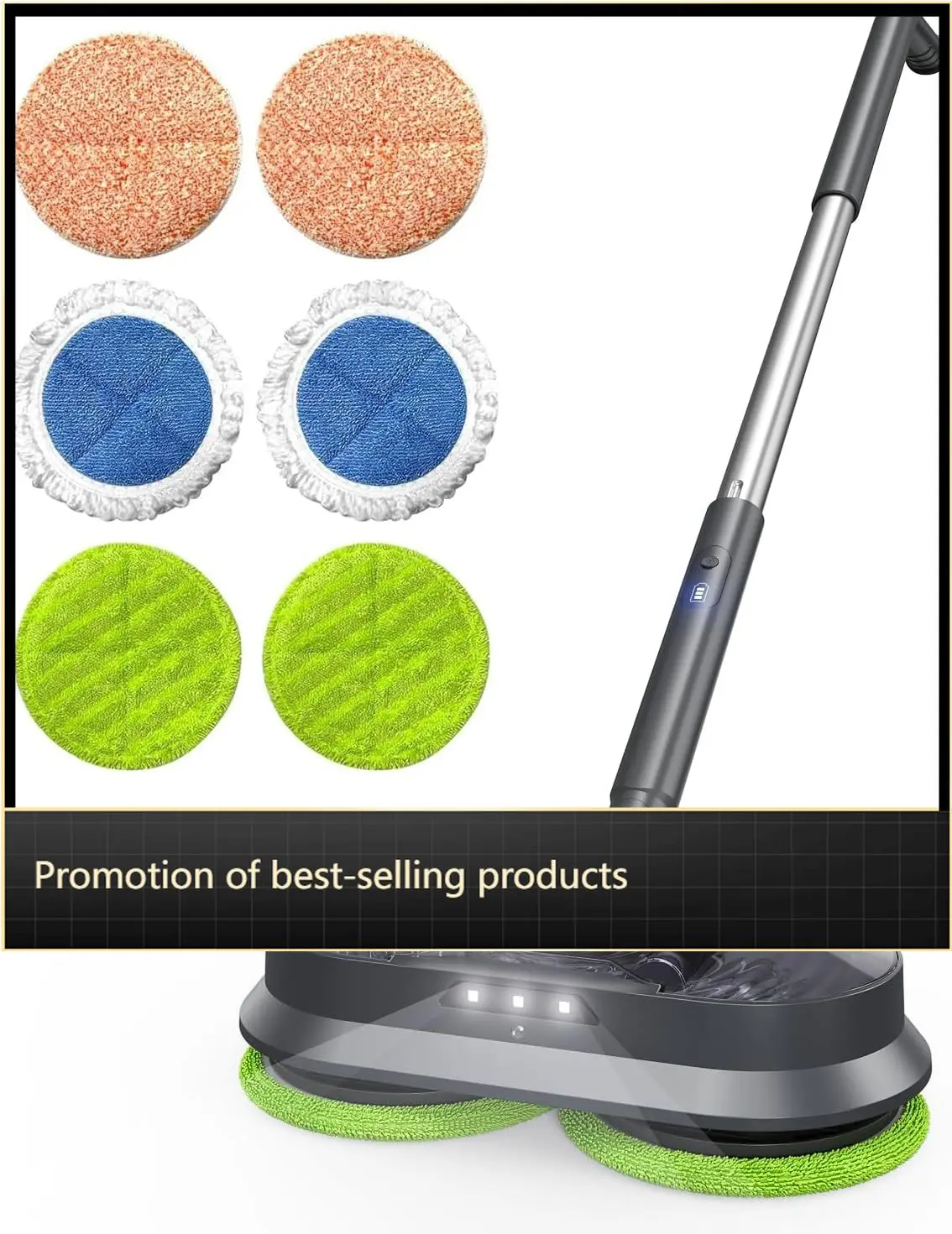 

Cordless Electric Mop Spray Detachable Water Tank Lightweight Spin Mop Headlights Hardwood Tile Laminate Floors Long Lasting Bat