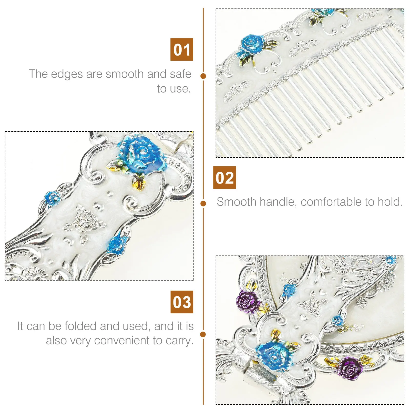 

Набор из 2 предметов: винтажное зеркало в форме сердца и расческа, портативное ручное зеркало для макияжа для женщин, ретро-набор для ухода за волосами