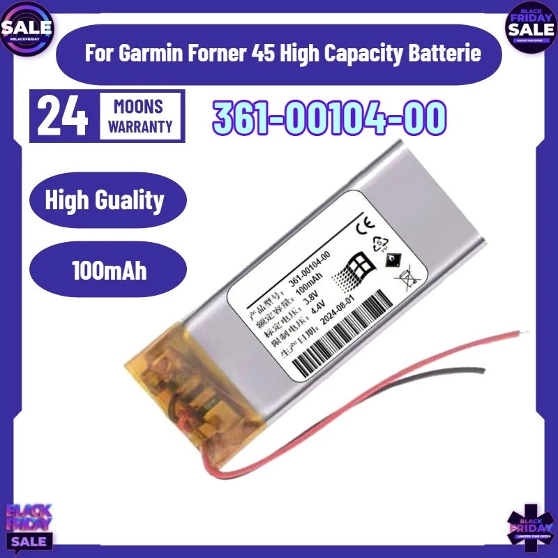 

New 100mAh Smart Watch Battery 361-00104-00 for Garmin Forner 45 High Capacity Batterie