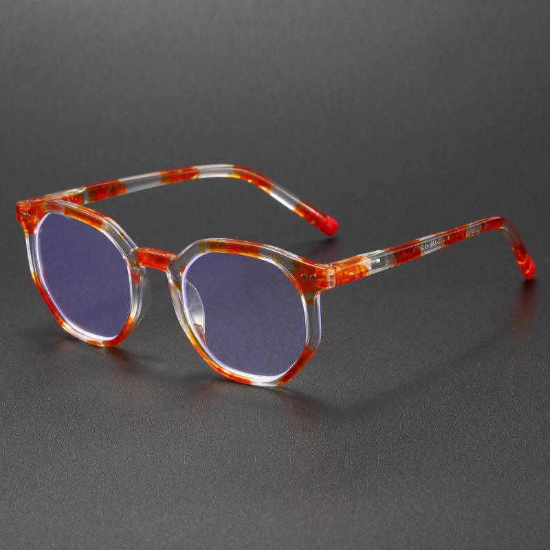 Polygonal Small Frame Round Reading Glasses, Gradient Printed Frames, Fashionable Decorative Glasses for Reading and Writing.