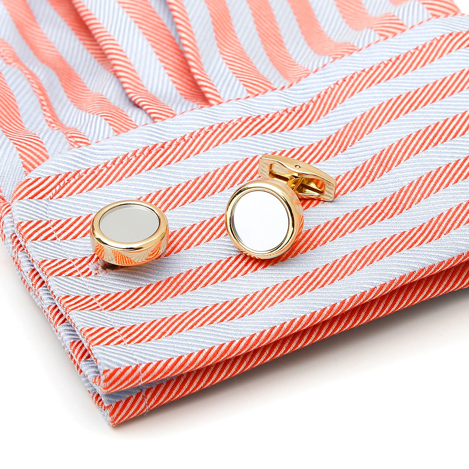 Cufflinks for Men TOMYE XK23012 Fashion Mirror Round Golden Casual Dress Shirt Cuff Links