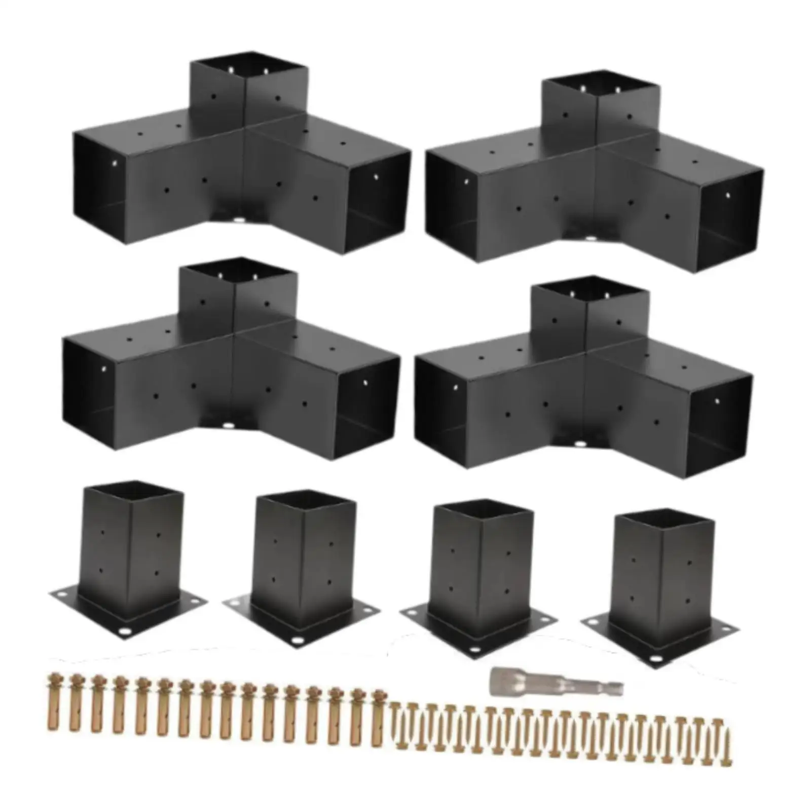 4Pcs 3 Way Right Angle Corner Bracket Woodworks Heavy Duty Includes Screws DIY Pergola Brackets Pergola Kit for Garden Furniture