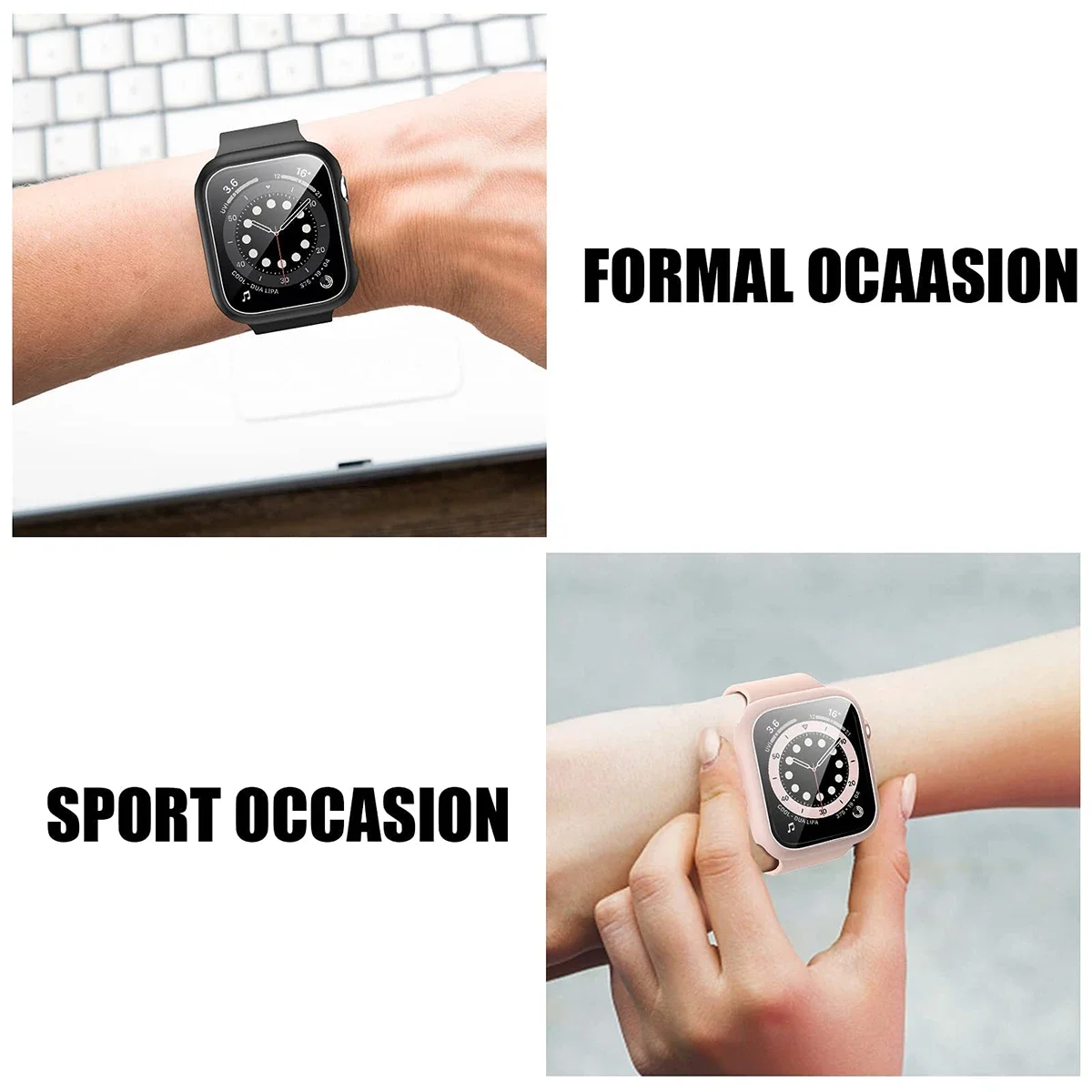Tempered Glass+Cover For Apple watch Case 45mm 41mm 44mm 40mm 42mm Screen Protector Apple Watch Accessories serie 9 4 5 6 SE 7 8 image 2
