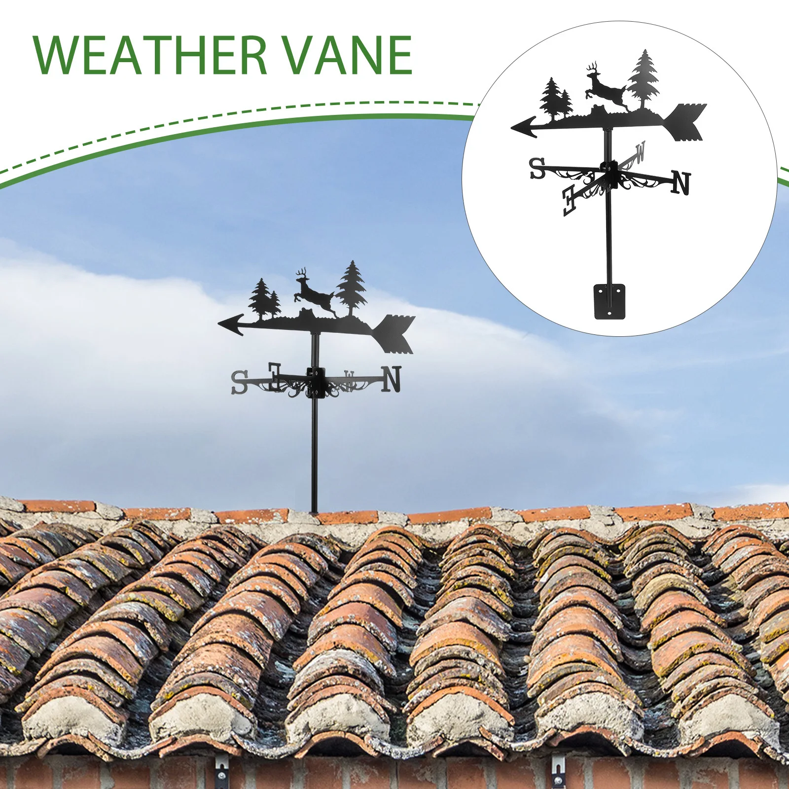 

Small Deer Weathervane Stainless Steel Wind Direction Indicator For Garden Yard Outdoor Decor Metal Stake Lawn Decoration