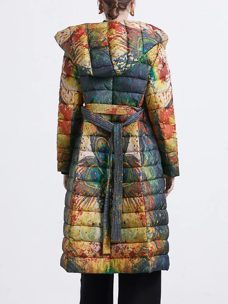 

Элегантное длинное белое пуховое пальто Ele Long White Du: модная зимняя верхняя одежда больших размеров для женщин, прямой крой, 90% пуха