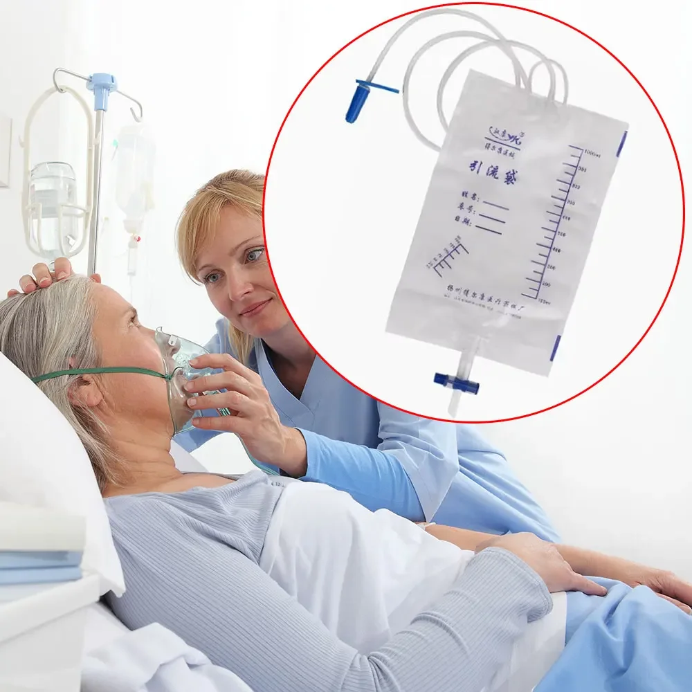 1000ml Disposable medical drainage bag sterile liver/bile ascites puncture screw interface head prevent backflow accessories kit