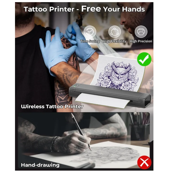Phomemo M08F A4 Tattoo Stencils Thermal Printer Wireless Thermal Copier Machine Can Customized Logo Carbon Tape Transfer Machine