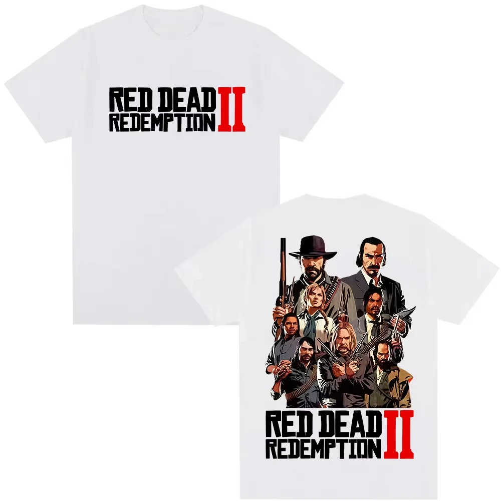 المرأة ريترو آرثر مورغان تي شيرتات قصيرة الاكمام الأحمر الميت الفداء 2 غسلها نمط تي شيرت موضة عالية الجودة القطن قميص #2