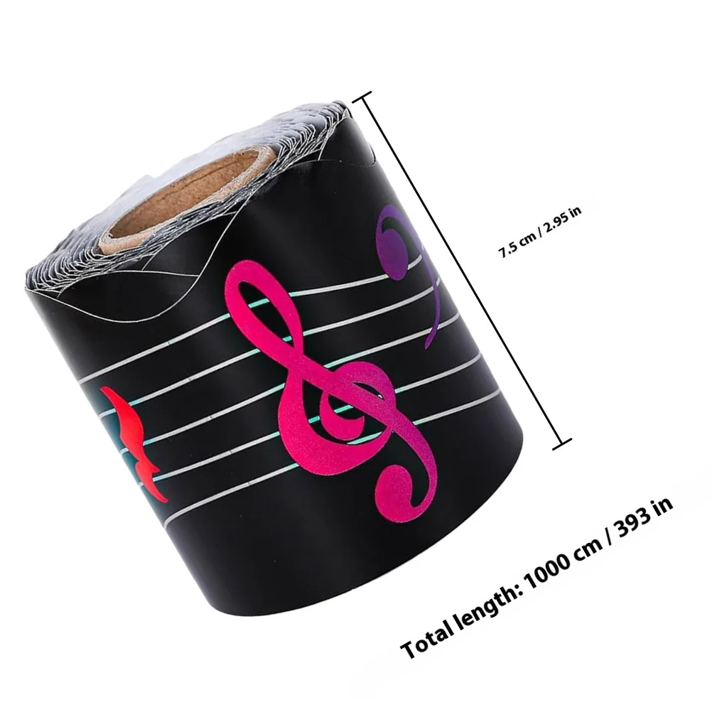 33Ft Musical Notes Bulletin Board Borders Black Self-Adhesive Trim Stickers For Classroom Music Theme Decorations Easy