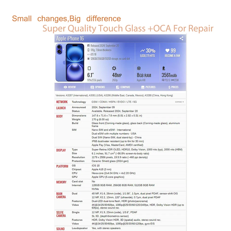 10Pcs For iphone 17 Air 16e 15 Pro Max 14 Plus 13 12 Polarization Touch Screen Panel Front Outer Glass With Polarizer OCA