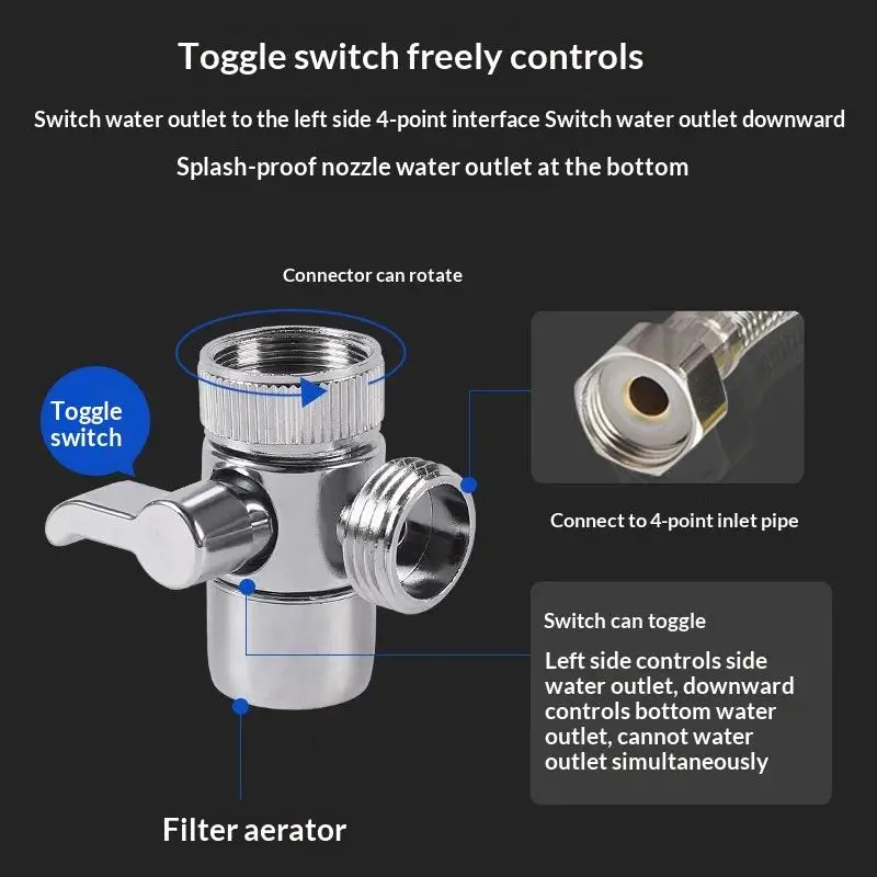 Faucet Adapter Kitchen Sink Splitter Diverter Valve Water Tap Connector For Toilet Shower Bathroom Kitchen