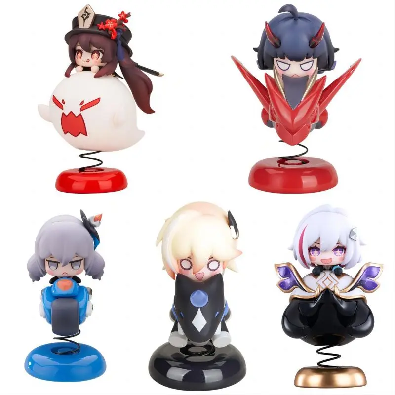 Genshin Impact HuTao Spring Happy Shake Action Figure Bronya Zaychik Model Raiden Mei Statue Beta Doll Topaz Anime Figurine Gift