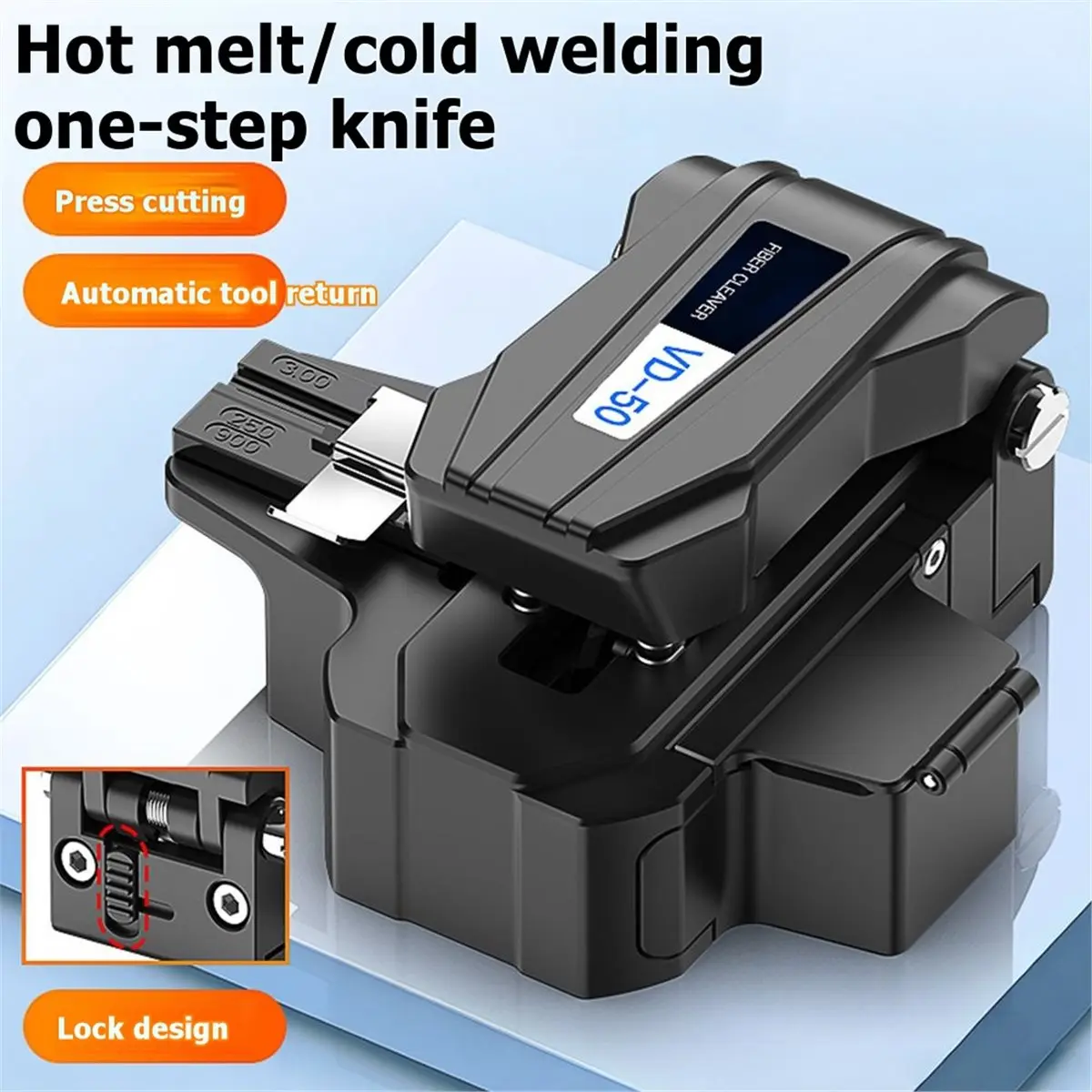 New Electronics VD-50 Fiber Optic Cutter Fusion Splicing Cleaver One-Step Fiber Cleaver Clamp for Patch Cord Drop Cable Bare Fib