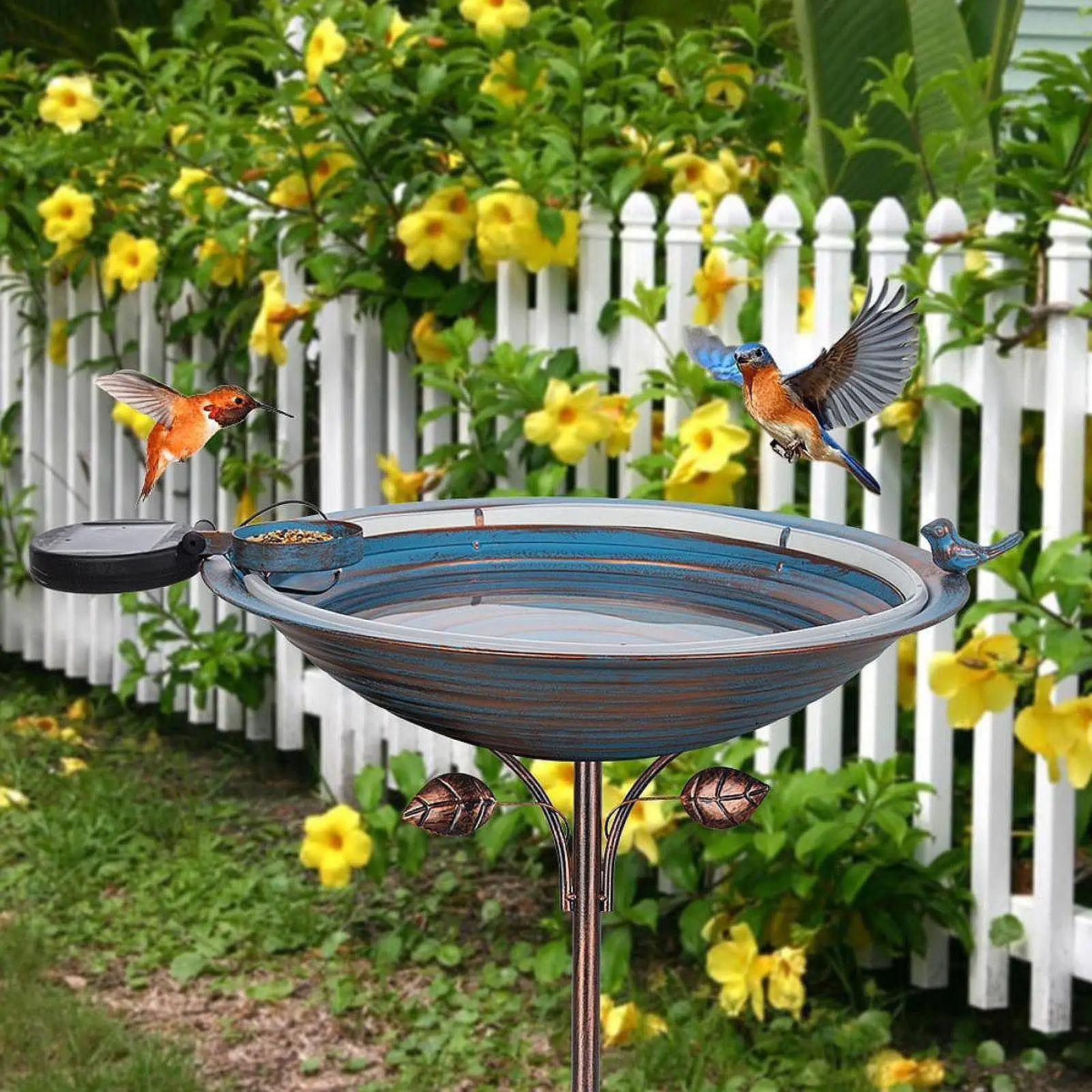 

Birdfeeder Birdbath Sturdy Vintage Easy to Install Weatherproof with Metal Stake