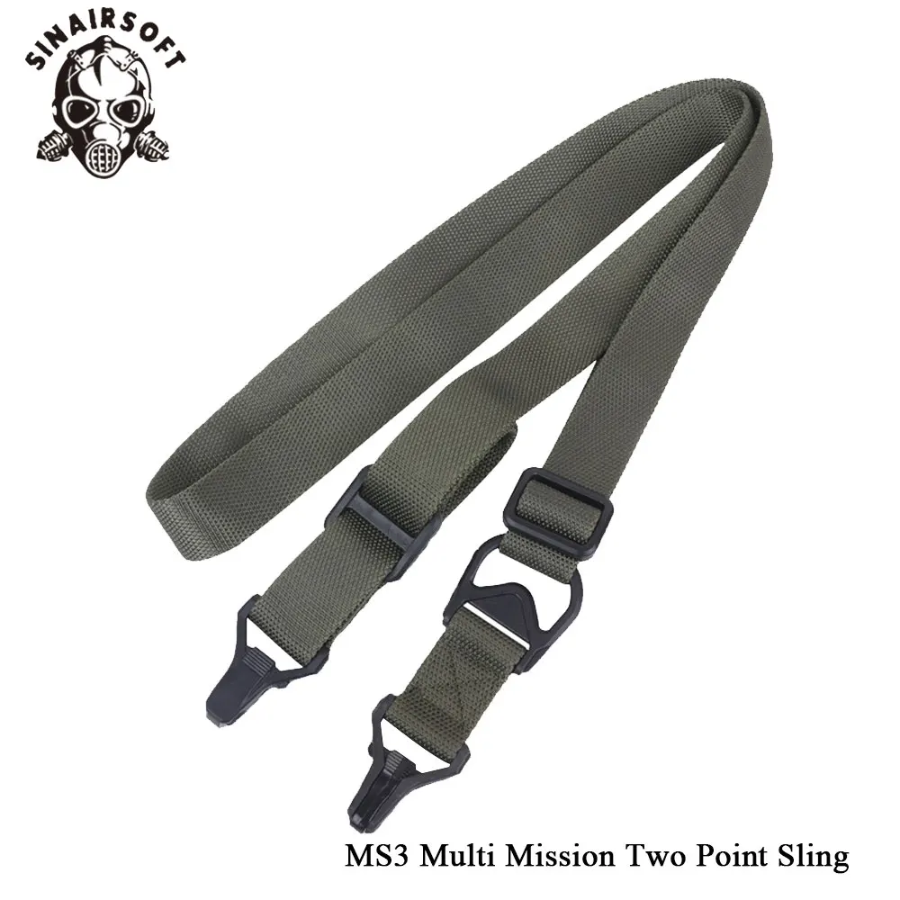 SINAIRSOFT MS3 Multi Mission Two Point Sling Convertible Adjustable Nylon Webbing Tactical AEG Sling for Rifle Shooting