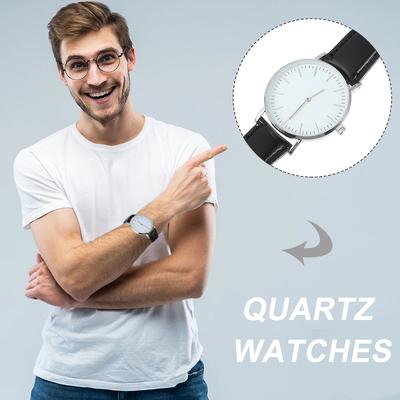 

1 pc Pu Men Wristwatches Quartz Watches Pu Strap Classic Design Gift For Husband Father Son Coworker Male Watches Classic Quartz