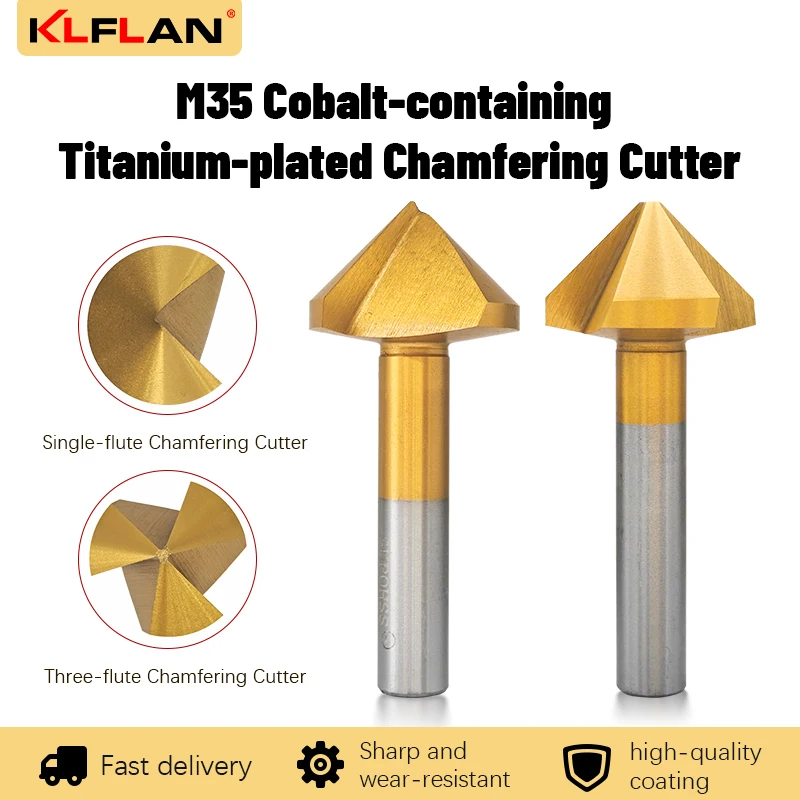 KLFLAN Titanium M35 Mill Metalworking Tools 90-Degree Chamfer Countersink Drill Step Drill Bit Core Drilling Tool Single Edged