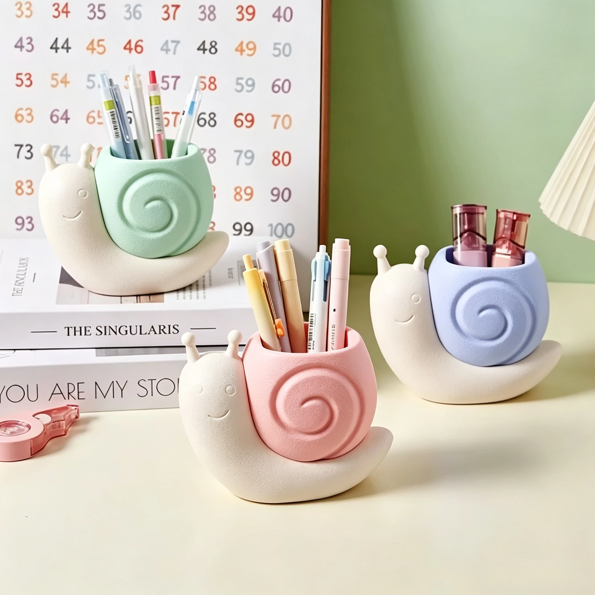 1Pc Snail Shaped Pen Holder Multi-functional Desktop Organizer Stationery Makeup Brush Storage Container