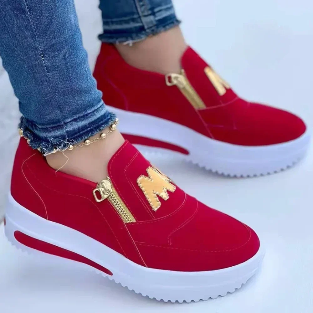 Damskie trampki 2024 New Fashion Printed Side Platform Plus Size Vulcanized Loafers Sneakers Women Flats Zapatos De Mujer