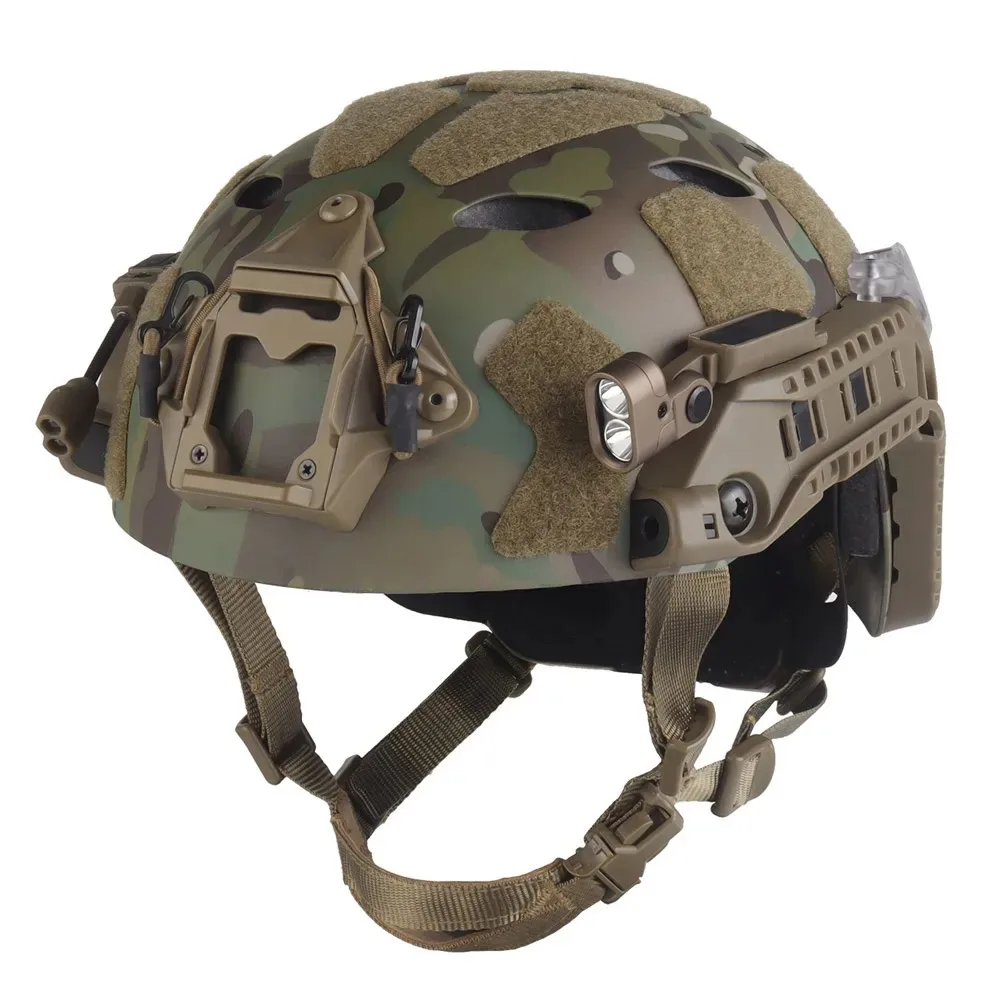 Tactical Modular ARC Rail Fast Helmet Set with Rail Battery Box IR/RED Light LED Flashlight Signal Light Hunting Airsoft Gear