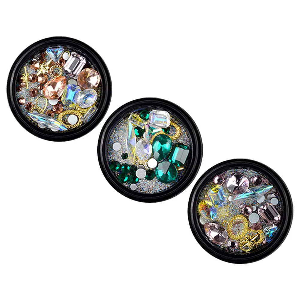 

3 Boxes Nail Art Jewels Decorative Shiny Charms for Natural Artificial Nails Party Dating Manicure Supplies Nail Ornaments