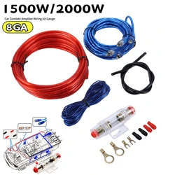 1500W/2000W Car Power Amplifier Wiring Kit 8GA RCA Power Cable 18GA Subwoofer Speaker Line for Car Modification for Auto Vehicle