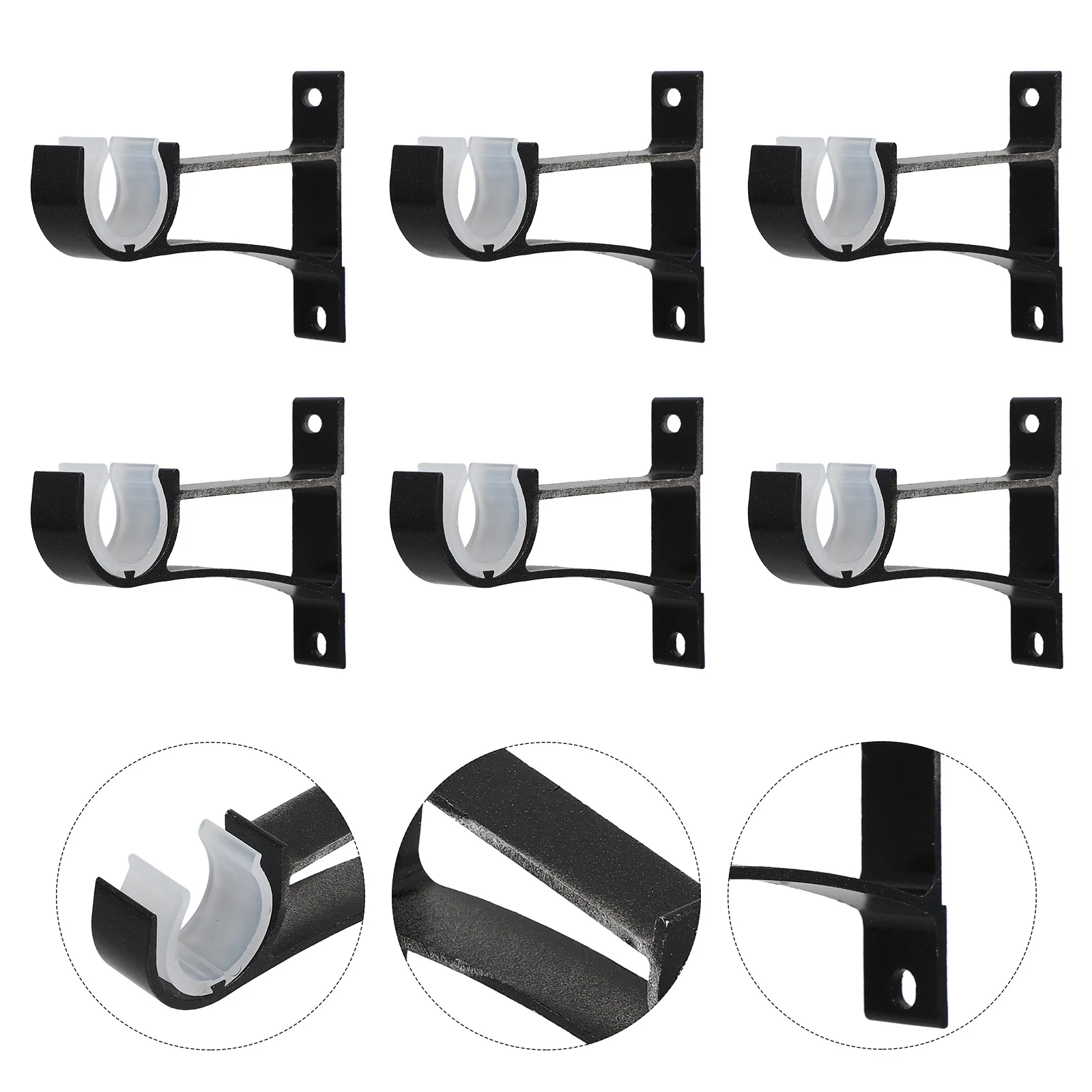 

1 set 1 Set Curtain Rod Brackets Aluminum Alloy Plastic Base Racks Smooth Finish Easy Install Home Office Hotel Use Curtain Rod