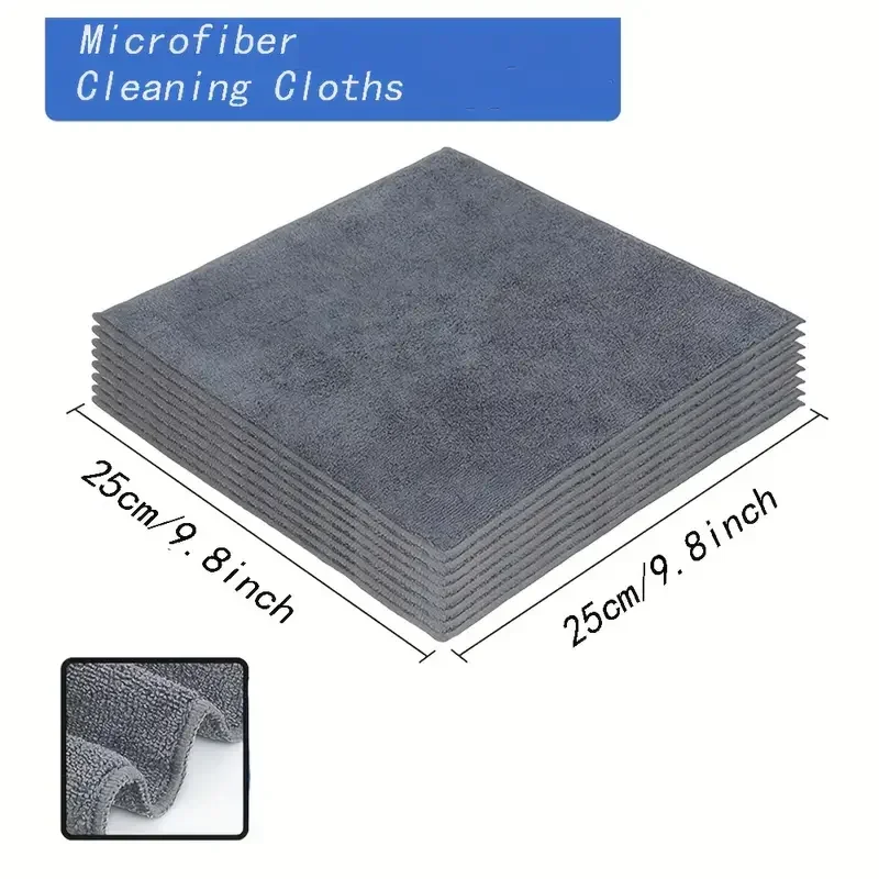 100PCS Gray Bamboo Charcoal Towel Thickened Super Absorbent Dishcloth Anti-grease Kitchen Wiping Rag Microfiber Cleaning Cloths