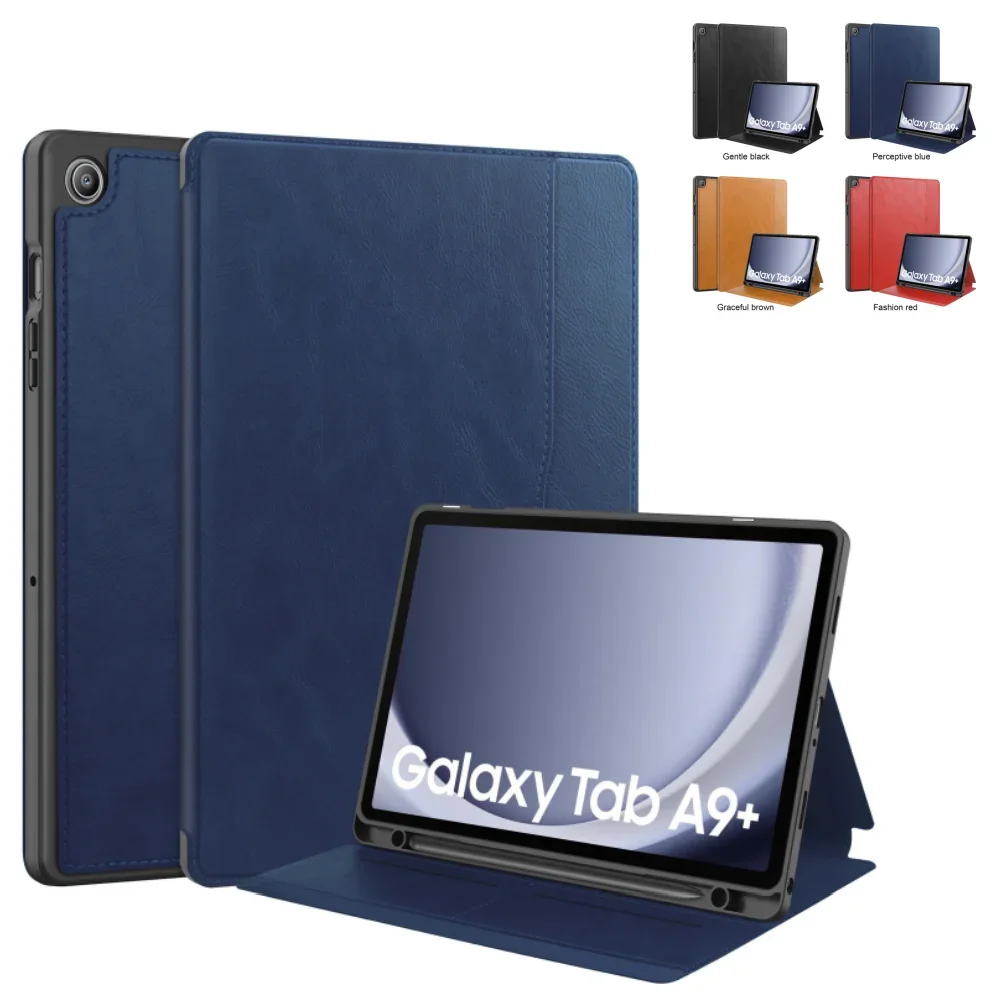 for Samsung Galaxy Tab A9 Plus 11 inch 2023 SM-X210 SM-X216B SM-X218U Business PU Leather Magnetic Flip Case with Pen Holder