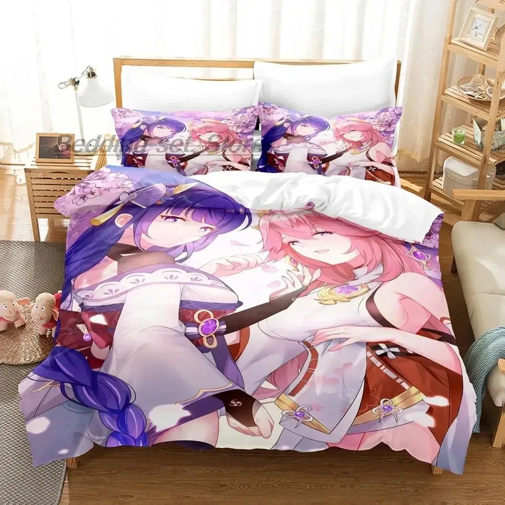 

Genshin Impact Yae Miko Bedding Set Single Twin Full Queen King Size Bed Set Aldult Kid Bedroom Duvetcover Sets 3D Print Game