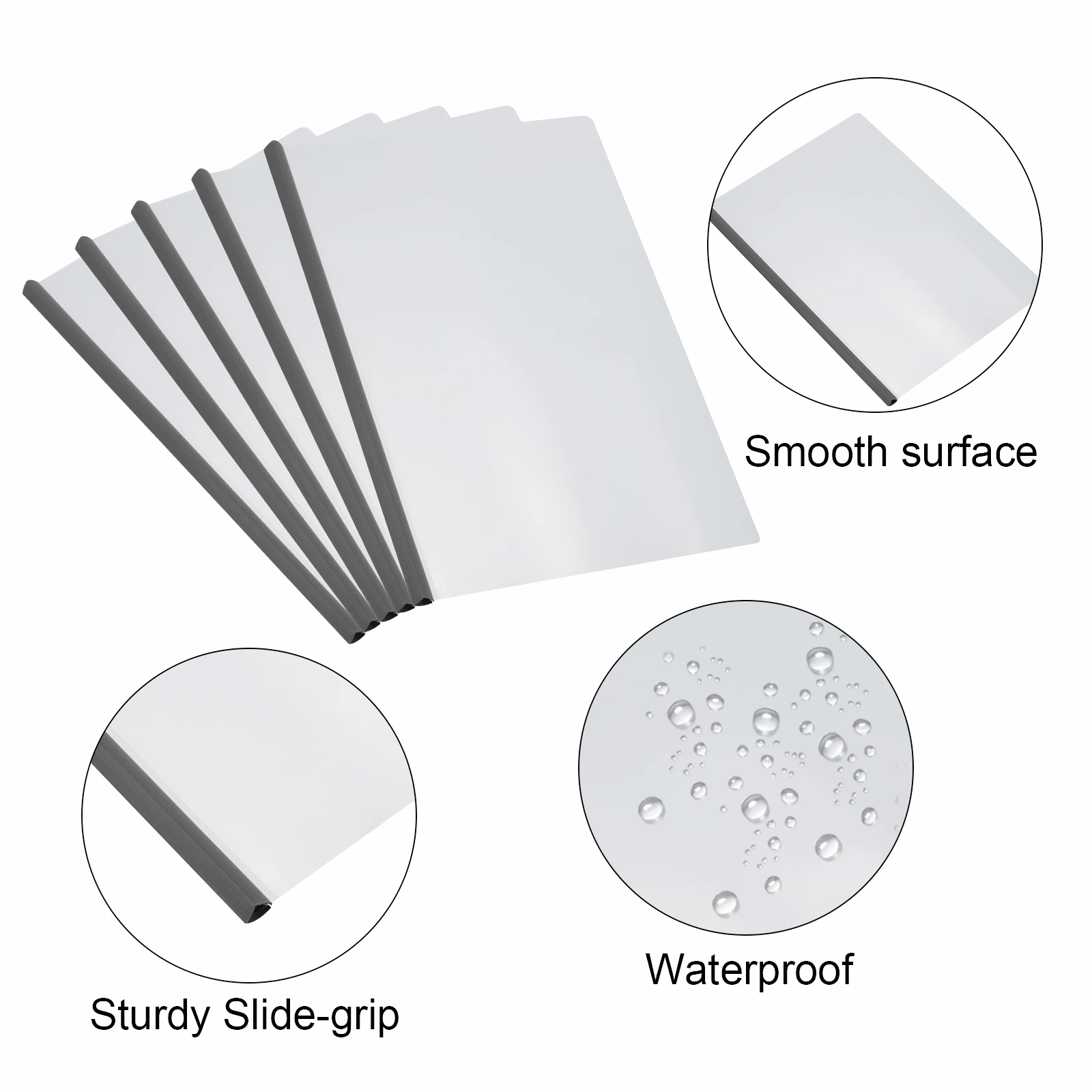 10 coperture trasparenti per report con barra scorrevole Copertine per curriculum con impugnatura scorrevole da 10 mm Cartella di presentazione A4 con capacità di 75 fogli per curriculum di file