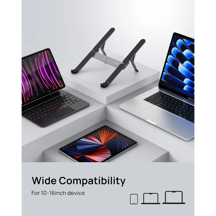 SODI [Ultra Compatto] Supporto per laptop portatile pieghevole per scrivania Supporto per tablet leggero per viaggi d'affari Biblioteca Cafe 6 livelli