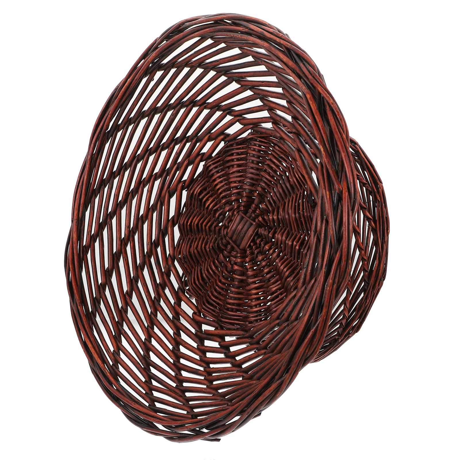 

Rattan Fruit Plate Basket Willow Woven Tray Storage Bowl Counter Decorative Natural Snacks Vegetable Kitchen Diner Set