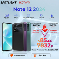 HOTWAV Note 12 2024 Smartphone 6.8'' Large Display Android 14 OS 16(6+10)GB 128GB Mobile Phone 48MP 5160mAh Ultra-Thin Cellphone