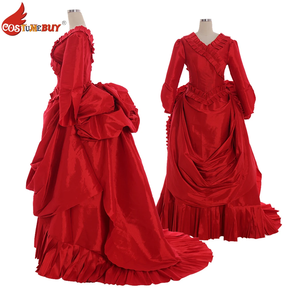 

Costumebuy Victorian Medieval Rococo Gothic Retro Ball Gown Antoinette Women Queen Princess Dress Red Luxury Custom Made