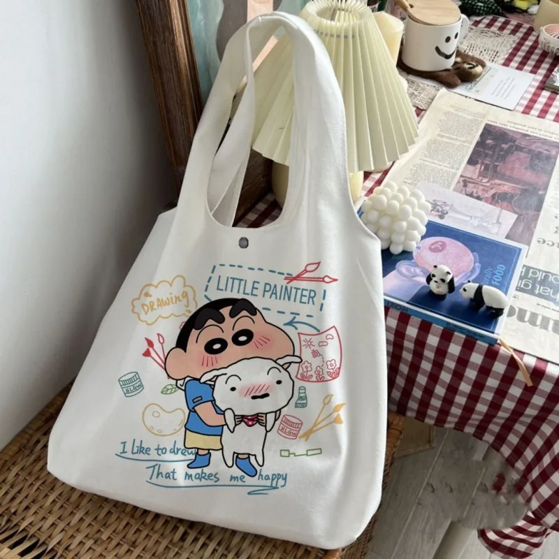 

Crayon Shin chan canvas bag women's single shoulder large capacity student in class hand-held canvas bag backpack