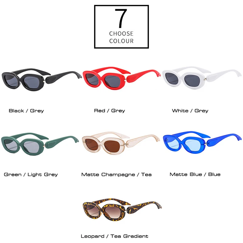SO&EI Ins Popular Fashion Oval Sunglasses Women Retro Brand Designer Shades UV400 Men Blue Champagne Sun Glasses