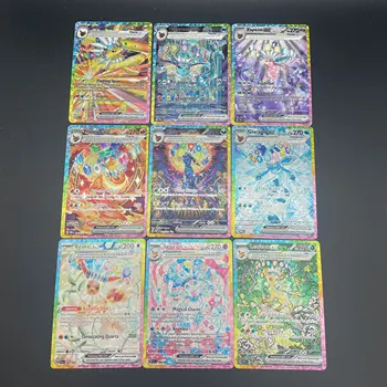 9Pcs/Set PTCG Eeveelution Sv8A English Version DIY Self-made Umbreon Sylveon Coarse Glitter Texture Collection Card Gift