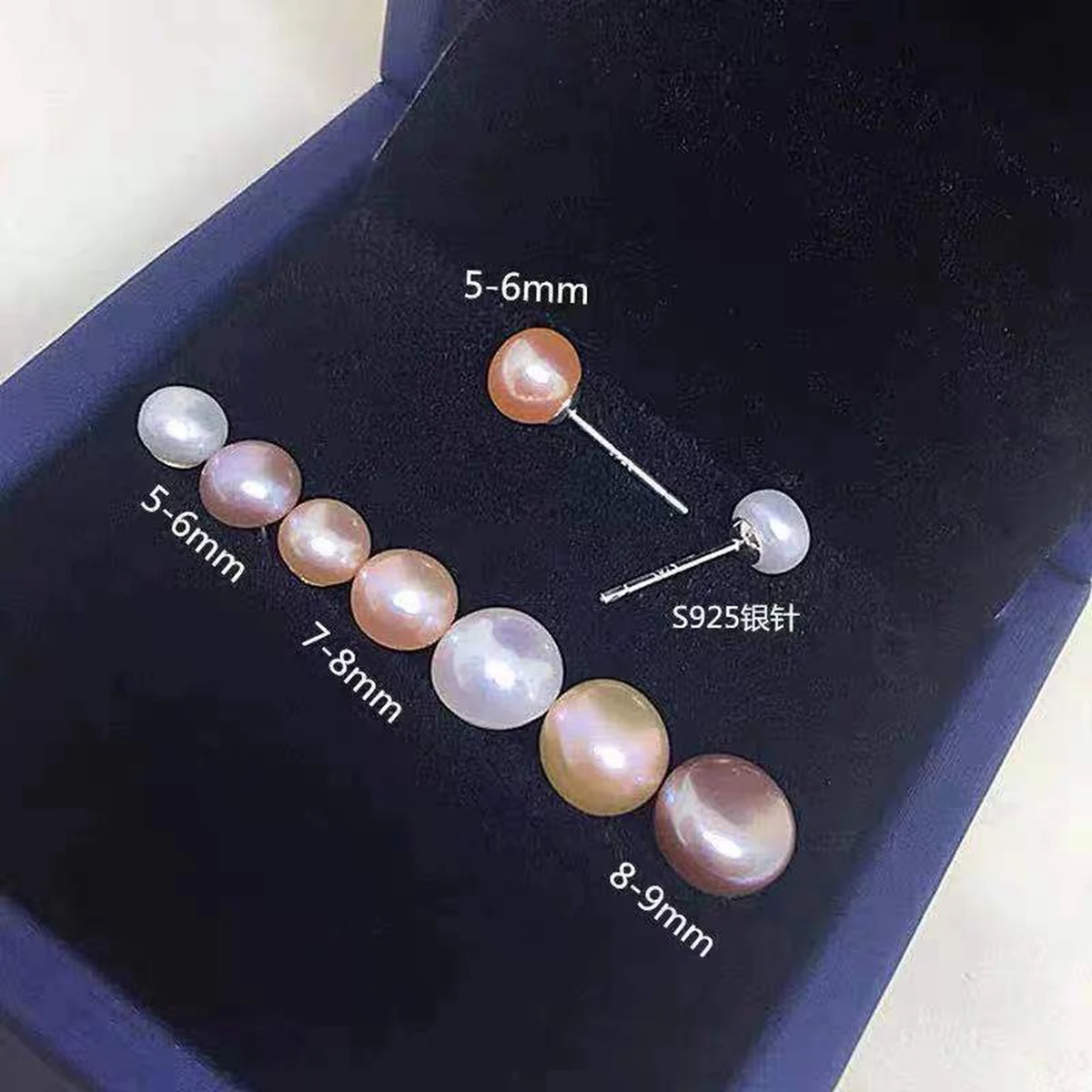 Women Freshwater Pearl Earrings Stud with 925 Sterling Silver Needle Real Fresh Water Cultured Pearls Ear Studs Girl Color Size