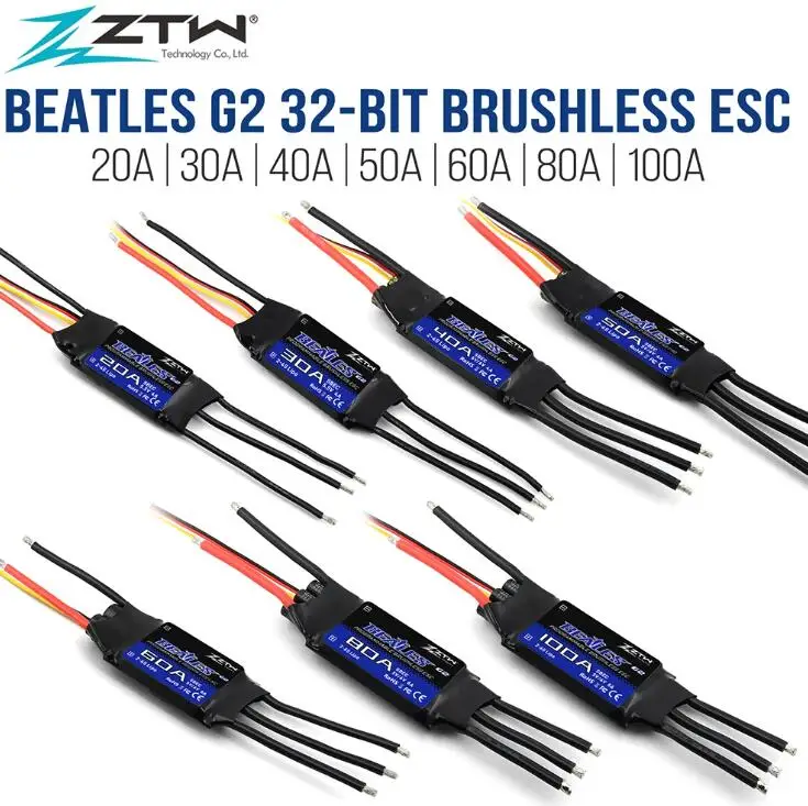 

ZTW Beatle Series 2-6s 20A 30A 40A 50A 60A 80A G2 Brushless Speed Controller ESC /Programe Card For RC Airplane Helicopter
