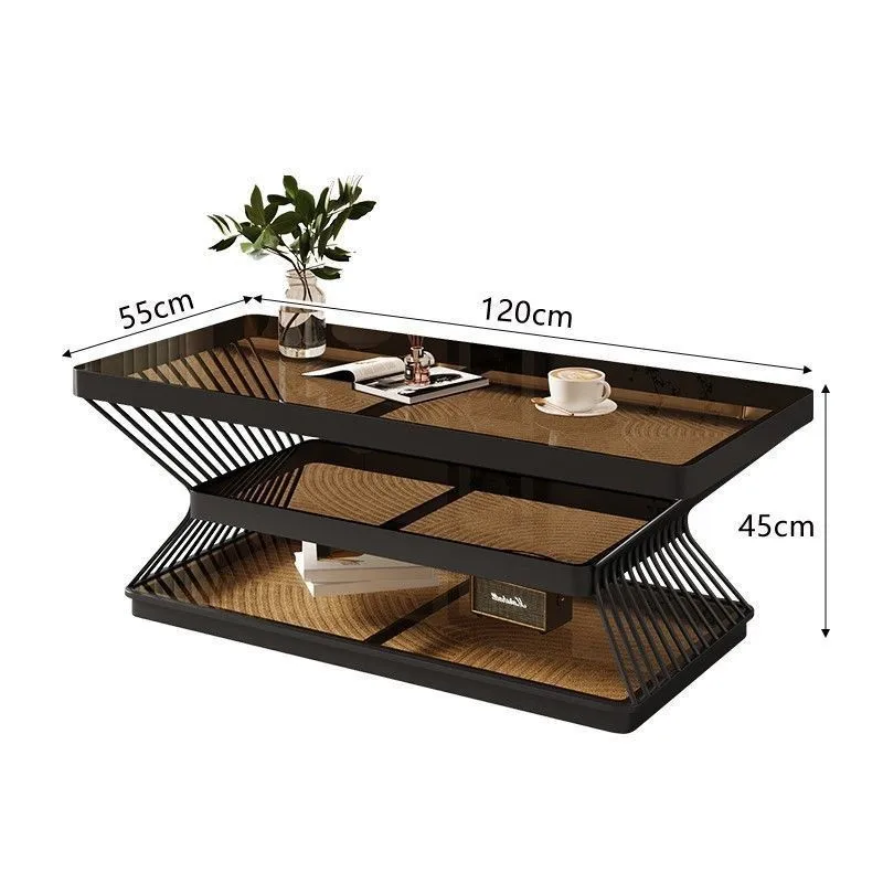 

Cream tempered glass coffee table living room household small apartment new light luxury modern simple rectangle