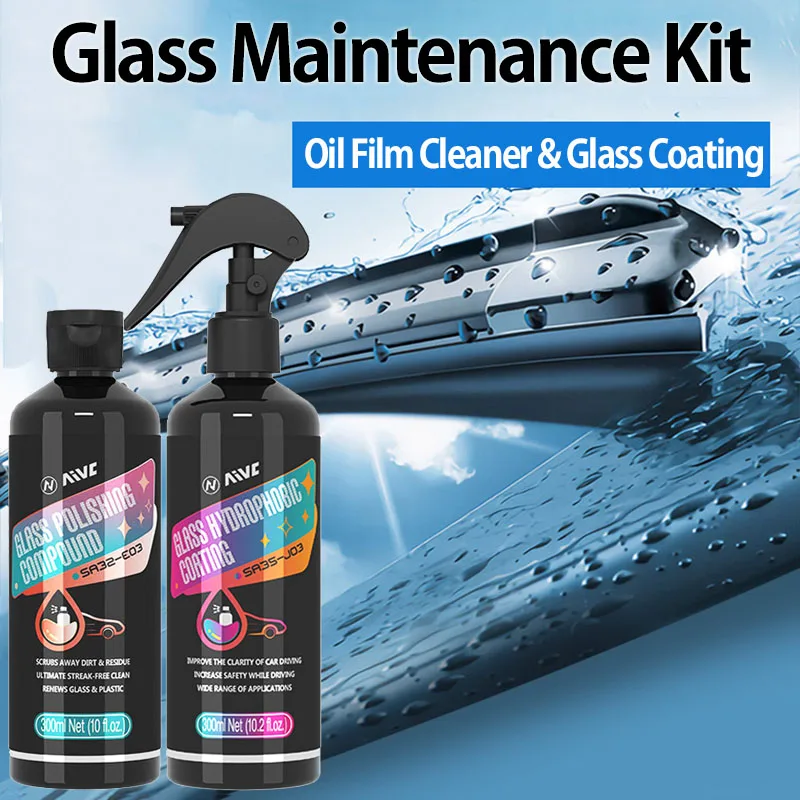 

AIVC Car Glass Oil Remover Cleaner Glass Hydrophobic Coating Spray Anti-Rain Waterproof Coating Agent Car Care Kit