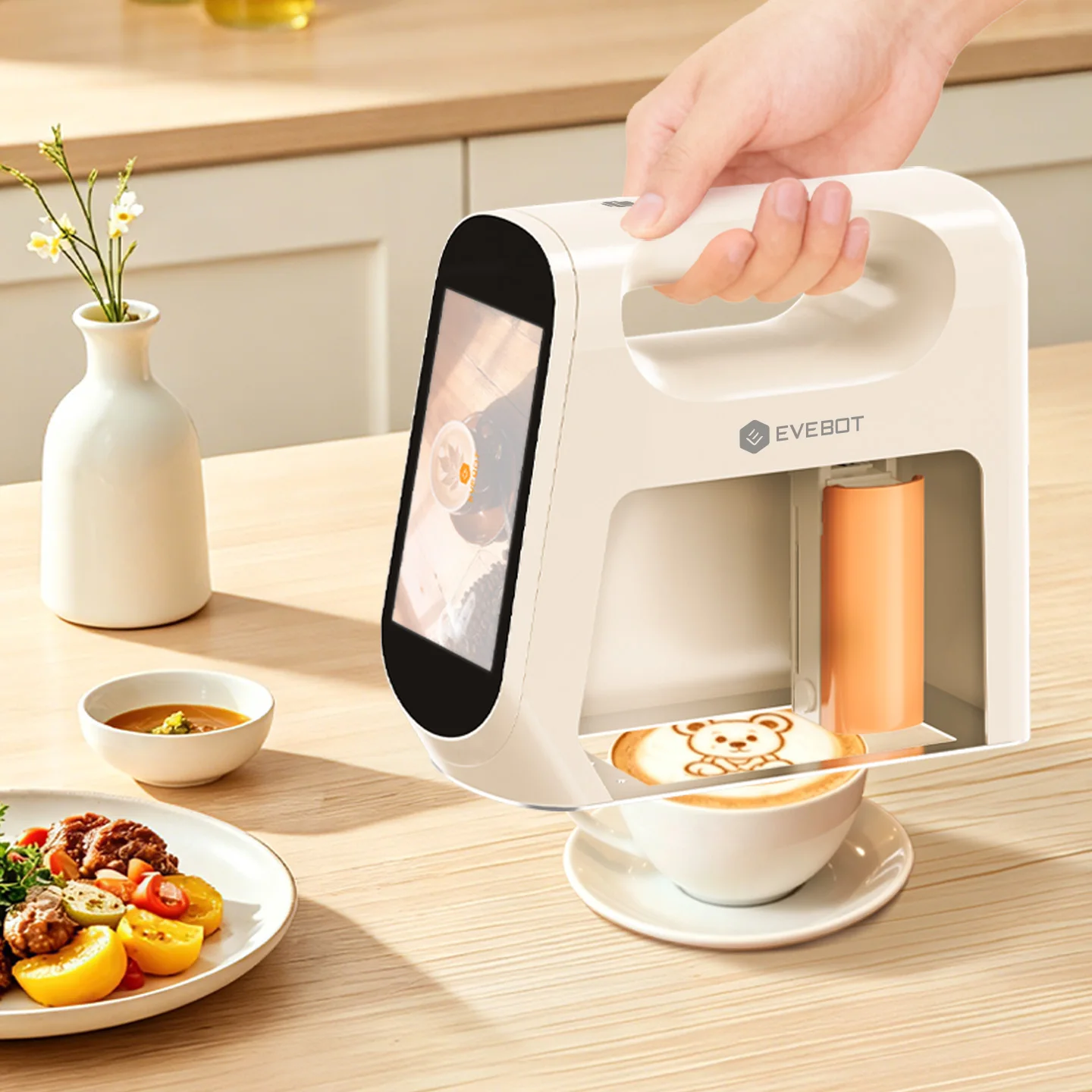 EVEBOT Smart Handheld Food Printer 5cm Print Head Edible Image Printer for Precision and Professional-Quality Results on Coffee